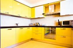 Yellow And White Kitchen Design Photo