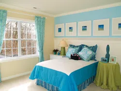 Combination of turquoise color with others in the bedroom interior