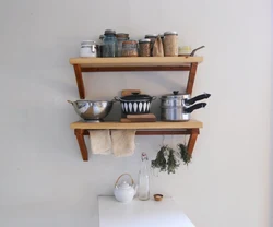 Wooden shelves for the kitchen photo