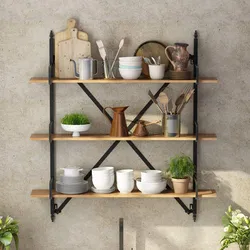 Wooden shelves for the kitchen photo