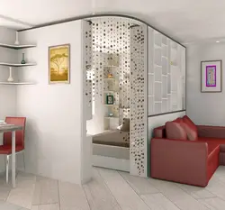 Living Room Design With Plasterboard Partition
