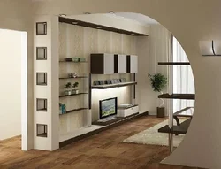 Living room design with plasterboard partition