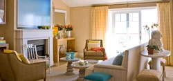 Colors combine with beige in the living room interior