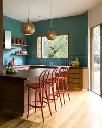 Combination of wall colors in the kitchen interior