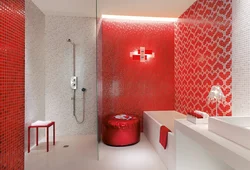 Red and white tile bathroom design