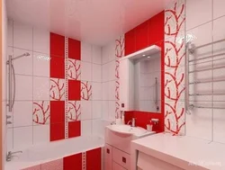 Red And White Tile Bathroom Design