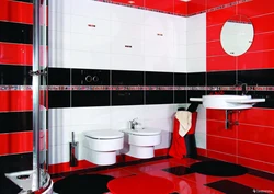 Red And White Tile Bathroom Design