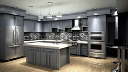 Gray Corner Kitchens In The Interior Photo