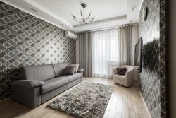 What Furniture Goes With Gray Wallpaper In The Living Room Photo