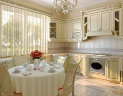Interior of a bright kitchen in a classic style
