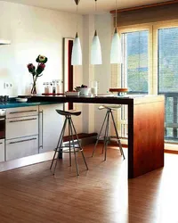 Kitchen With Bar Table By The Window Photo