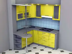 Kitchen 2 By 2 Meters Design With Refrigerator Photo