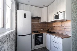 Kitchen 2 by 2 meters design with refrigerator photo