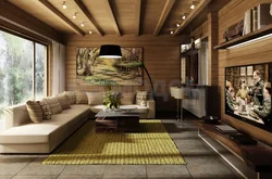 Interior design of a living room in a timber house