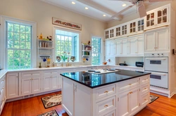 Modern kitchen design with large window