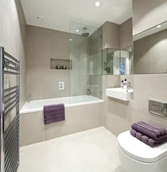 Rectangular bathroom design with bathtub