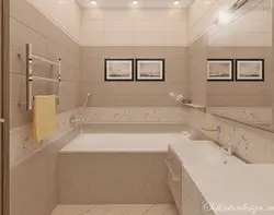 Дизайн ванны в бежевых тонах современный