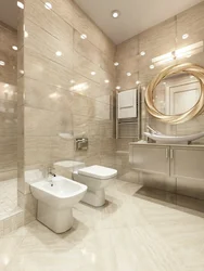 Modern Bath Design In Beige Tones