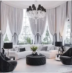 White curtains for the living room in a modern style photo