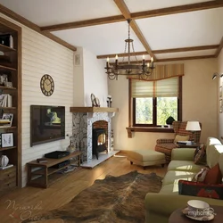 Living room design in a rustic house