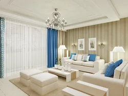 Living Room Interior In Blue Beige Color