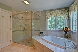 Bath Design With Shower And Toilet With Window