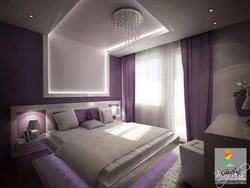 Bedroom Interior In Purple Colors