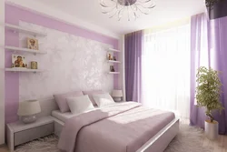Bedroom interior in purple colors
