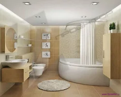 Interior corner bath with toilet