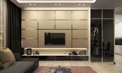 Living room interior with built-in wardrobe photo