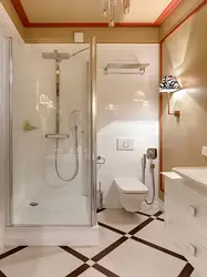 Design of a bathroom and toilet with a shower in a house with a window