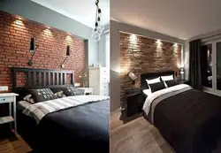 Дизайн спальни с кирпичами