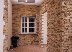 Decorative Stone In The Interior With Hallway Wallpaper