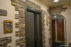 Decorative Stone In The Interior With Hallway Wallpaper