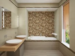 Дизайн ванны с большой плиткой