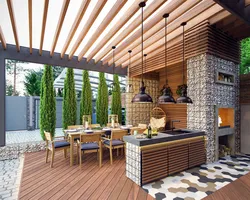Design Of A Summer Kitchen At The Dacha Inside Photo