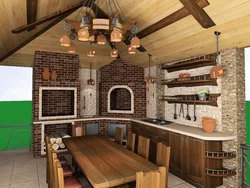 Design of a summer kitchen at the dacha inside photo