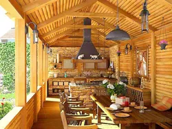 Design of a summer kitchen at the dacha inside photo