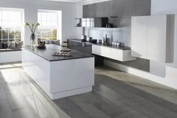 Color combination in the kitchen interior gray floor