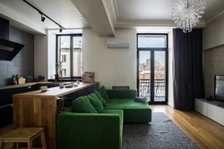 Studio Apartment With Two Windows Design Photo
