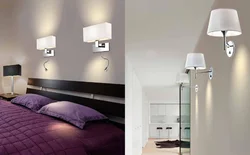 Modern sconces for the bedroom in the interior photo