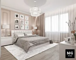 Beige Bed In A Gray Bedroom Photo