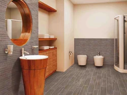 Дизайн ванной комнаты кварцвиниловой плиткой стены