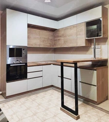 Кухонныя гарнітуры з барнай стойкай для маленькай кухні кутнія фота