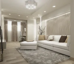 Living room design in an apartment in light colors modern style photo