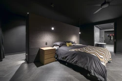 Спальня з чорнай столлю фота