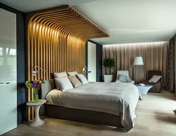 Bedroom with wooden ceiling photo