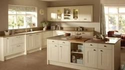 What colors goes with beige in the kitchen interior