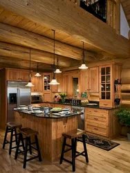 Modern kitchen design in a log house