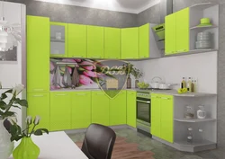 Lime kitchen in the interior